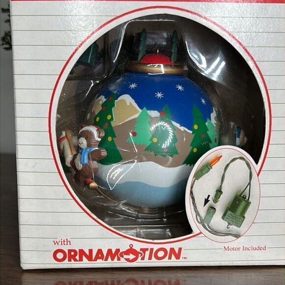 Vtg Noma Ornamotion Rotating Christmas Ornament Teddy Bears Spin Around Trees - Picture 3 of 10